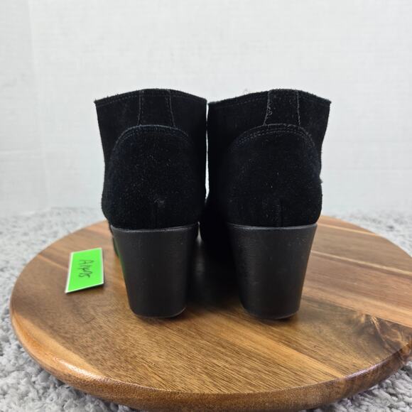Crocs Leigh Black Suede Lace Up Casual Wedge Heel Ankle Bootie Boot Womens 6.5 - Picture 3 of 13